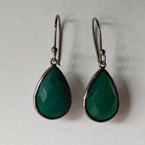 Green Onyx Pear Drop Earrings - Adornia